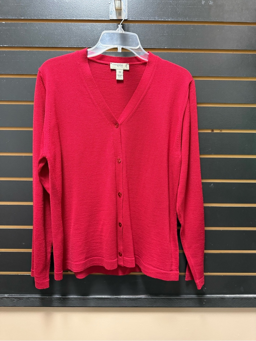 Giorgiolini of Italy 100% Merino Wool Red Cardigan Sweater Women’s M